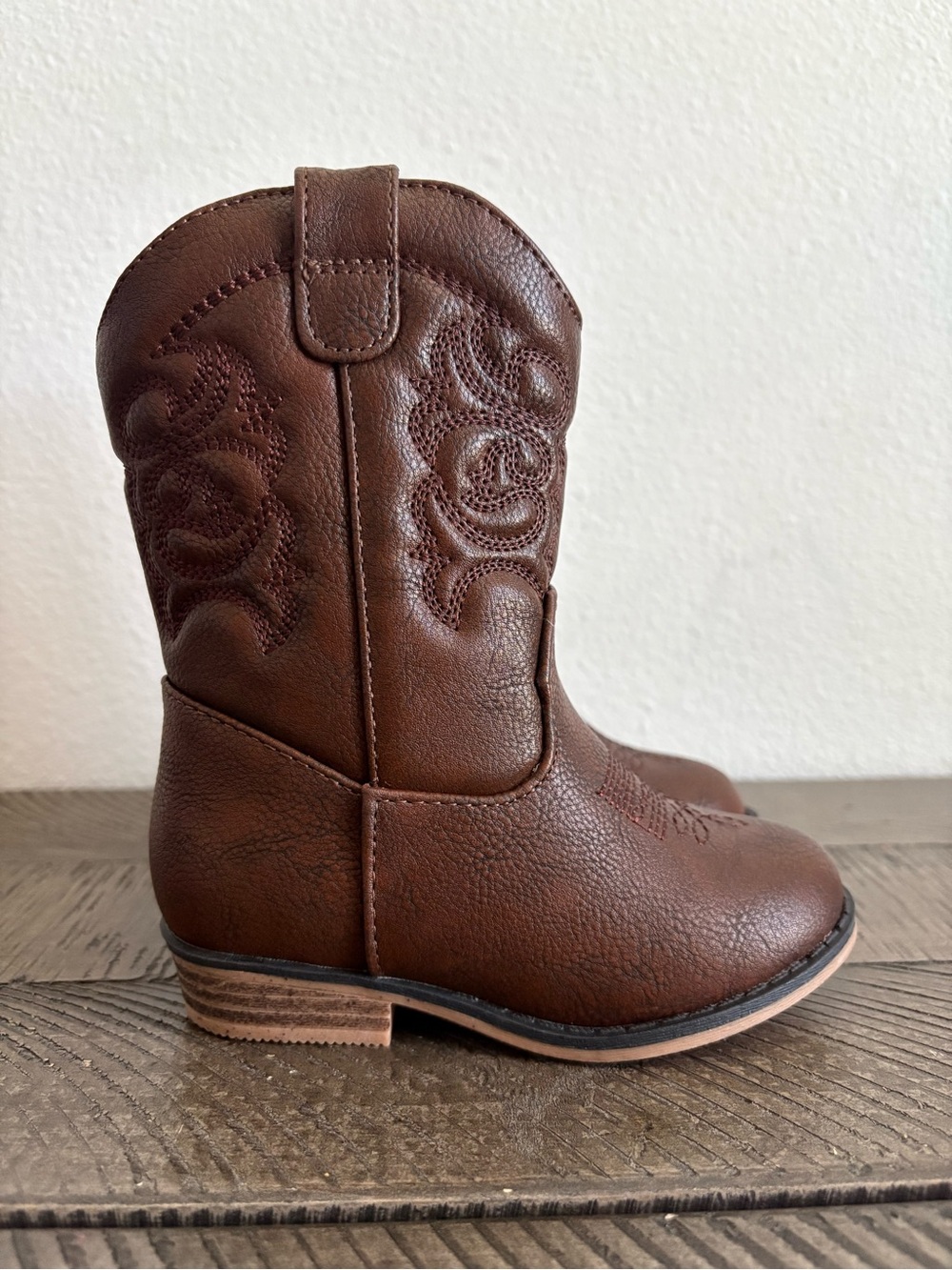 Cat & Jack Brown Embroidered Kids Western Boots
